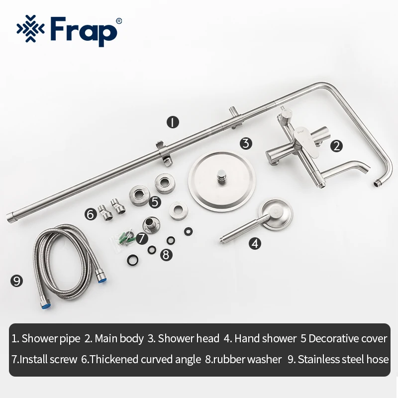 

Frap Shower Faucets Set Stainless Steel Rainfall Shower Mixers Bath Shower Hot & Cold Water Mixer Tap F2448