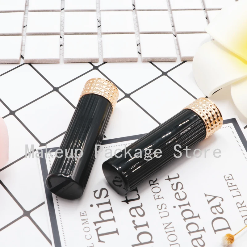 

12.1mm 10/30/50pcs Black Wave Pattern Empty Round Lipstick Tube,DIY Portable Lip Balm Container,Beauty Cosmetics Shell Packaging