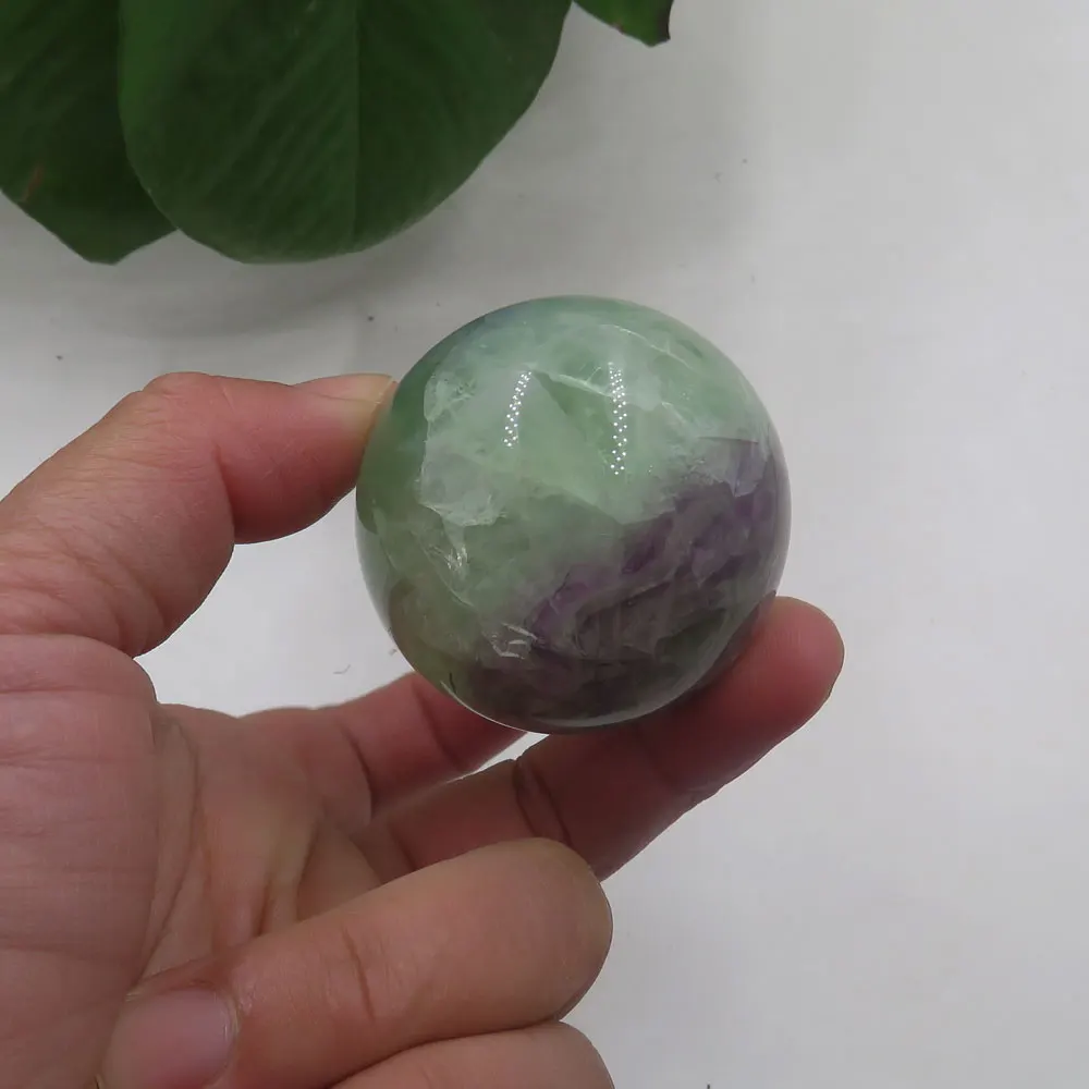 

152g 45mm 100% Natural Green Purple Fluorite Stone Quartz Crystal Ball Sphere Fengshui Stone Ball