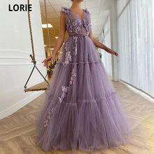 LORIE V-Neck Purple Prom Dresses Sequin Appliques Exposed Boning A-Line Prom Gowns Sleeveless Tiered Tulle Formal Party Dresses (2)
