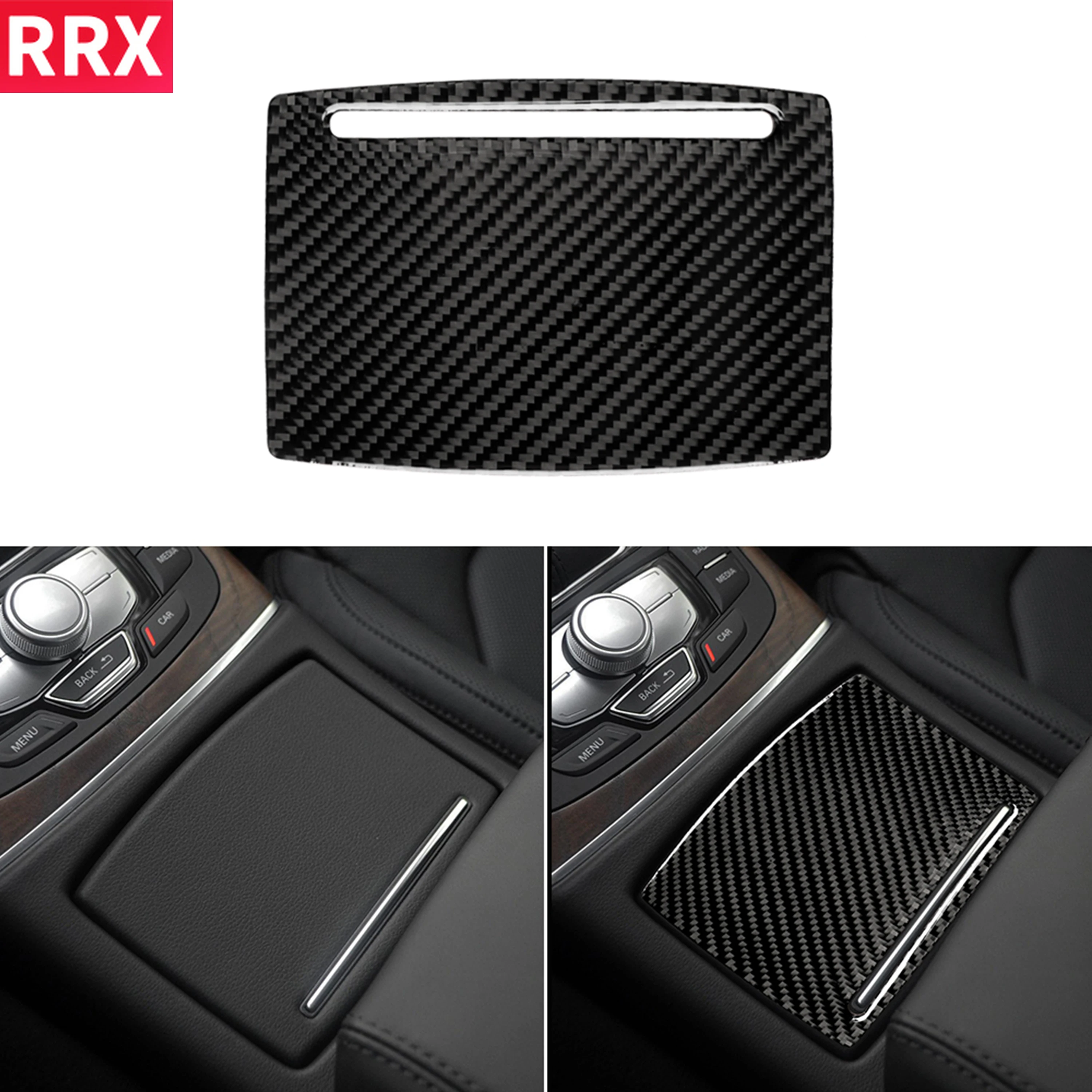 

RRX For Audi A6 S6 C7 A7 S7 4G8 2012-2018 Accessories Carbon Fiber Interior Center Console Cup Holder Panel Cover Trim Sticker