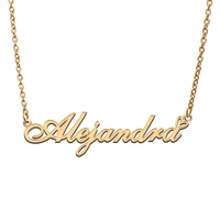 love heart alejandra name necklace for women stainless steel gold silver nameplate pendant femme mother child girls gift