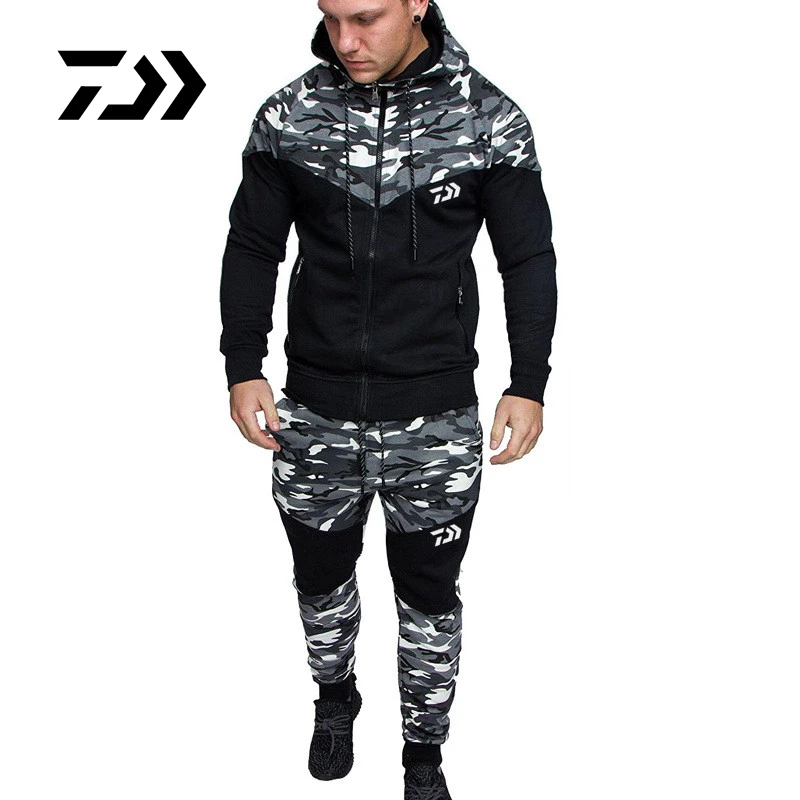 

Daiwa Spring and Autumn Fishing Clothes Cotton Outdoor Camping Hiking Sports Suit Camouflage Stitching Fishing Jacket Pants Suit