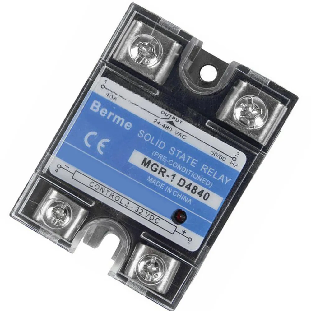 Однофазное твердотельное реле SSR с 24-480 В переменного тока на 3-32 постоянного для