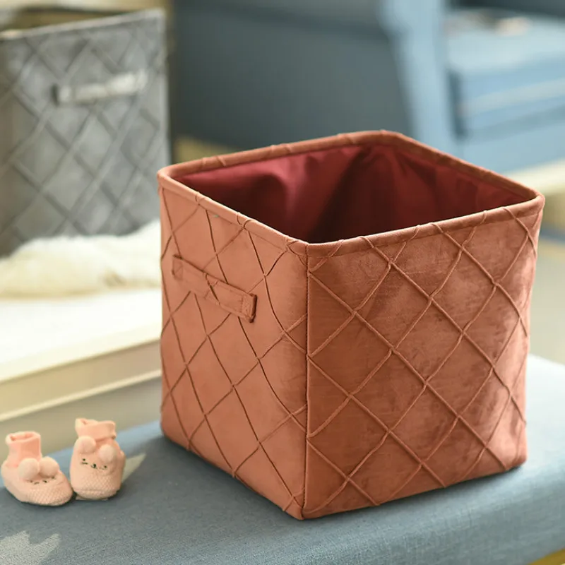 Бархатная корзина DUNXDECO органайзер для хранения одежды и игрушек современный