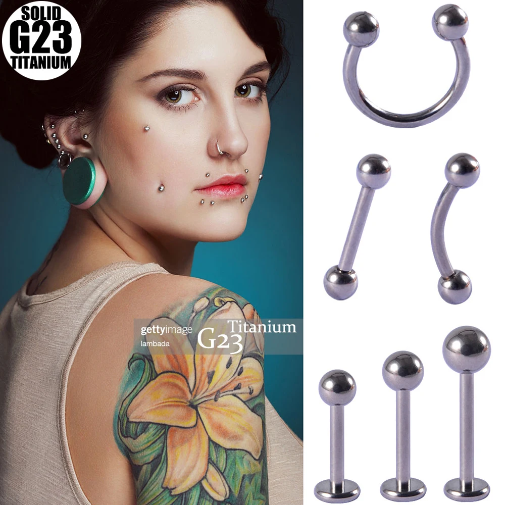 

4Pcs G23 titanium Labret Lip Bar Rings Horseshoe Straight Rod Eyebrow Stud Tragus Helix Cartilage Ear Piercing Body Jewelry