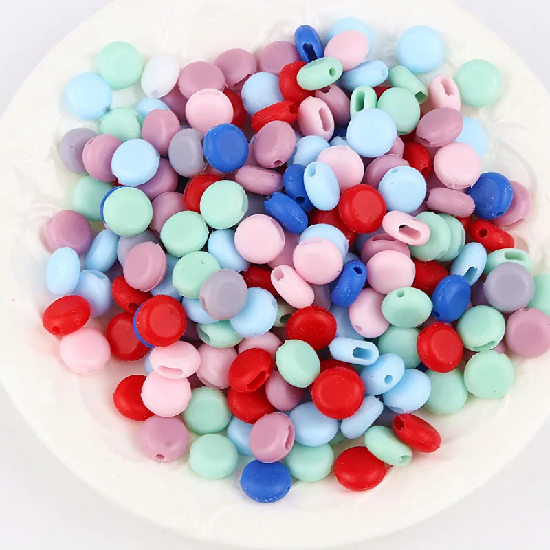 

1000pcs 10mm Flat Adjustment Buckle Beads Silica Gel Bottons for Mask Elastic Cord Colorful Stopper Rope Lock DIY Strap Cord End