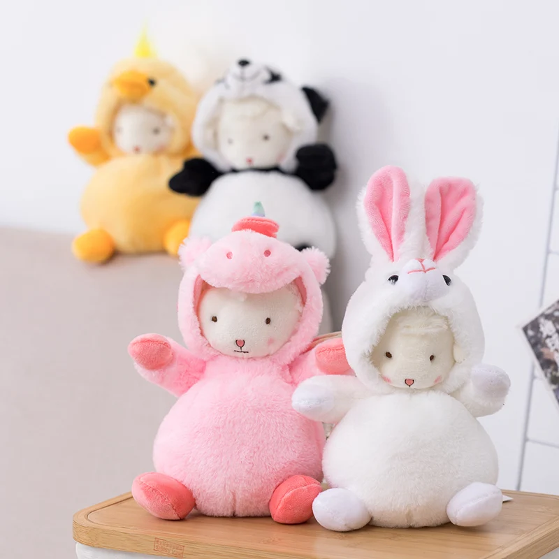

23cm Cute Fluffy Lamb Plush Toy Stuffed Cartoon Animals Cosplay Sheep Pig Dinosaur Chick Bunny Panda Baby Plush Dolls Kids Gift