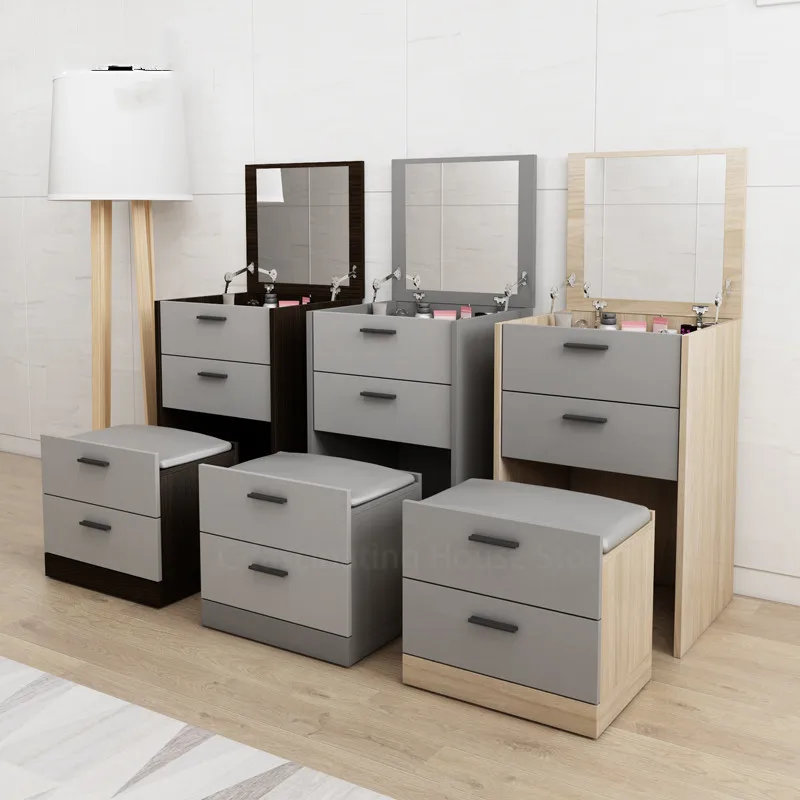 Современный мини туалетный столик с выдвижным ящиком зеркальный