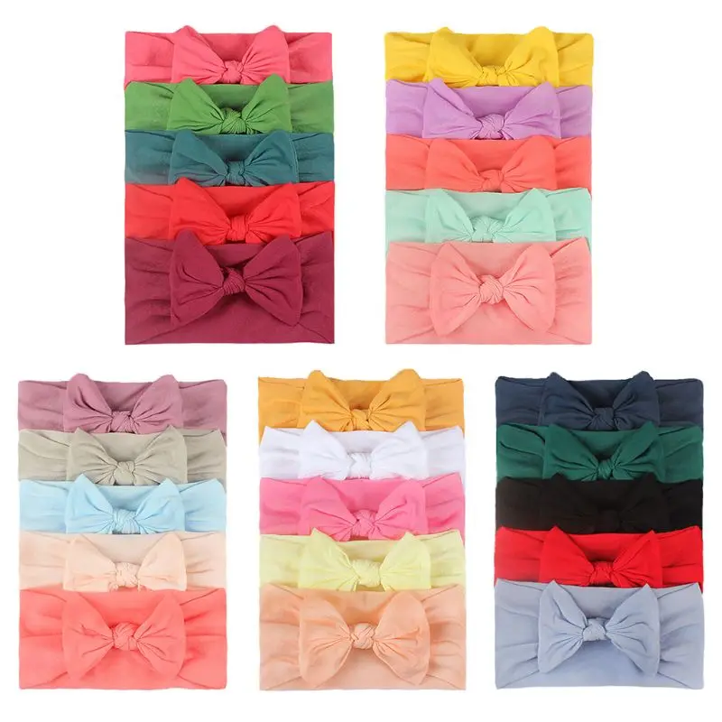 

5Pcs Baby Girls Lovely Bow Hairband Elastic Wide Headband Stretch Knot Bandanas