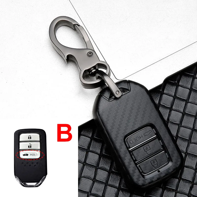 B Чехол для ключей автомобиля из углеродного волокна ABS для Honda Civic CRV HR-V Odyssey Accord City Pilot Vezel Jazz BRV XR-V Fit Freed - Название цвета: B