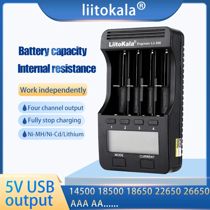 

Liitokala Lii-500 18650 lithium battery charger 18500 26650 AA AAA Ni-MH fast charge USB capacity internal resistance tester
