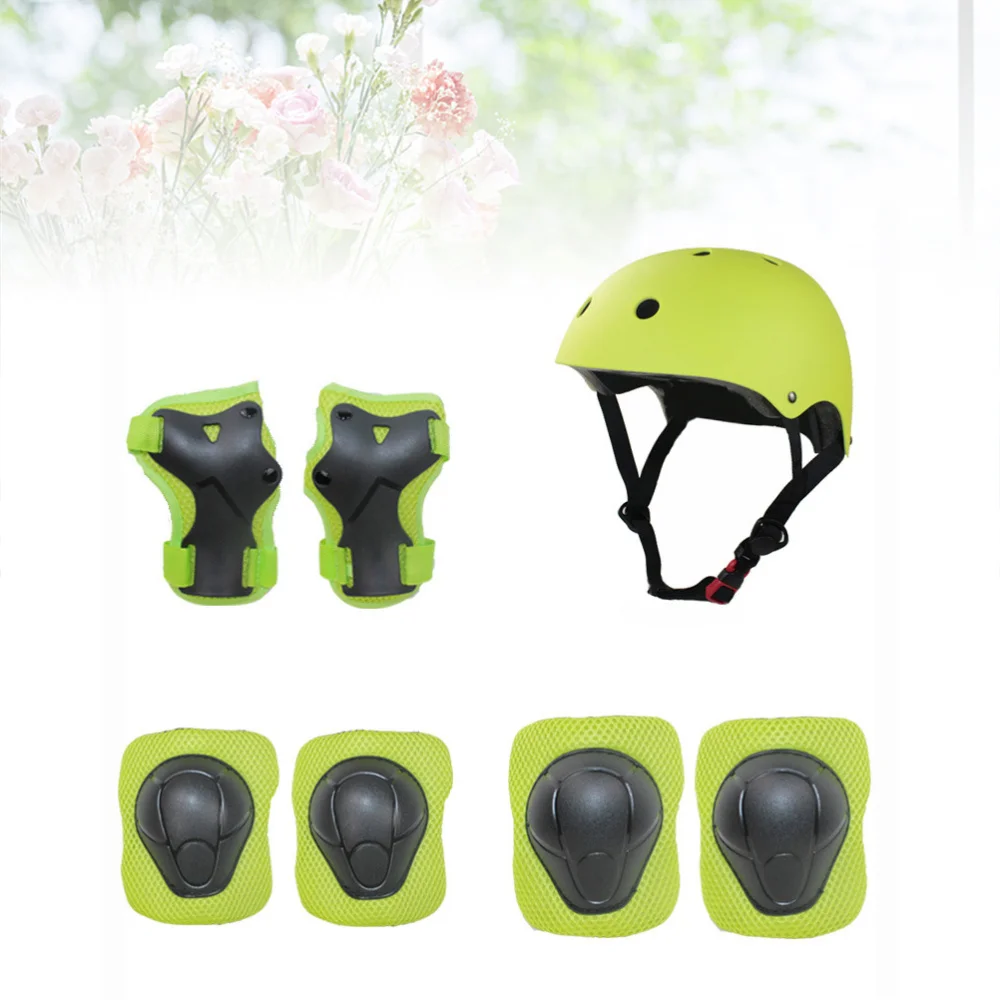 

7 pcs Children Elbow Wrist Knee Pads Helmet Children Sports Safety Protective Gear Skateboard Accessories (Red)