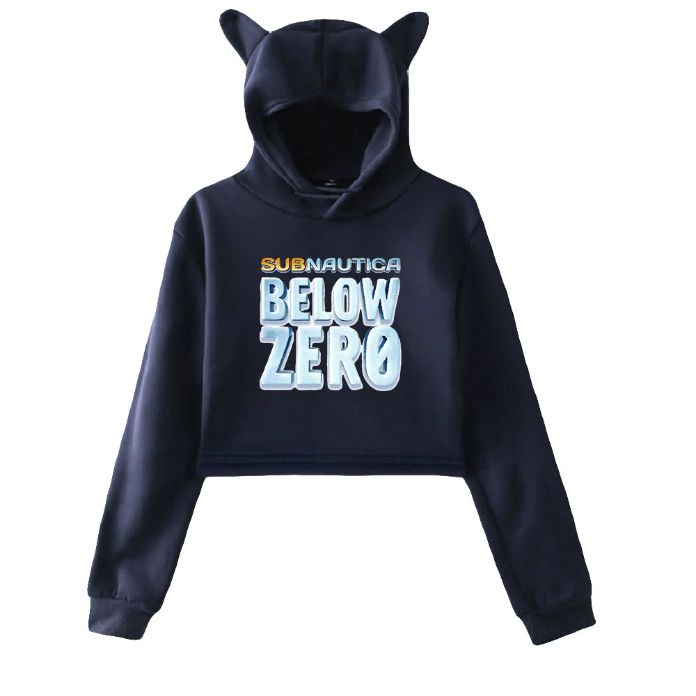 

Subnautica Below Zero spring Kawaii cat ear cotton hoodie casual all-match pullover comfortable short sexy hoodie tops