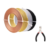 34 rolls flat aluminum wire mixed color bezel strip wire with 1 pc carbon steel side cutting pliers diy jewelry handmade kit
