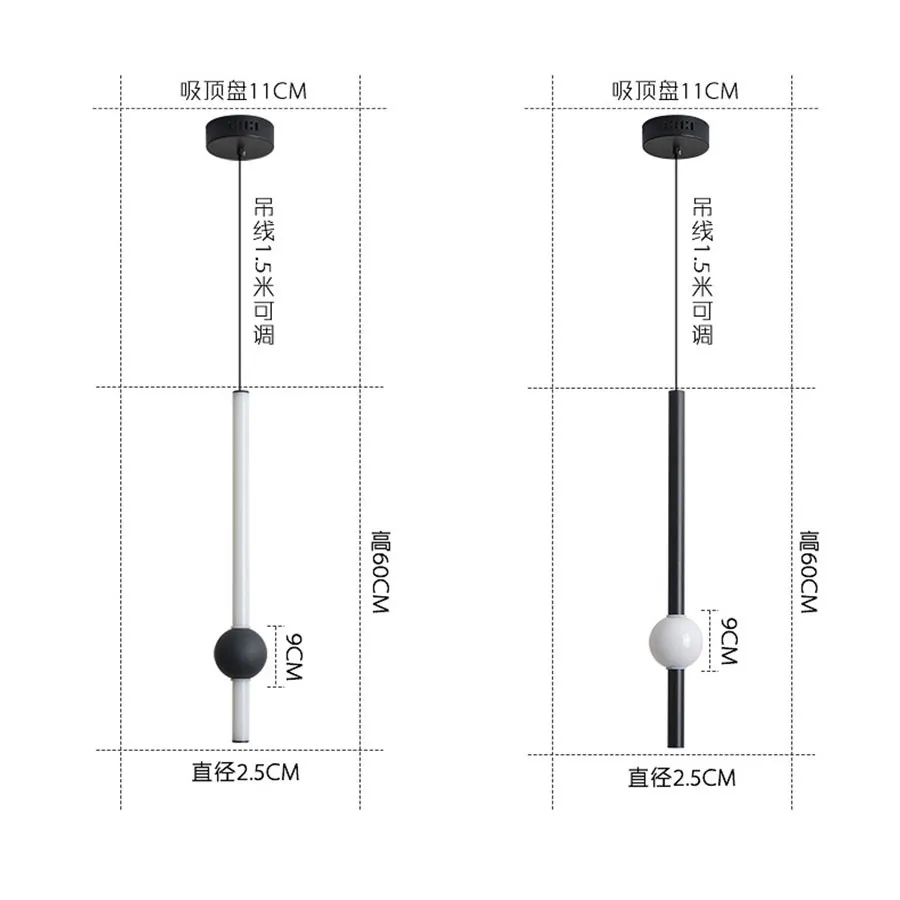 

60CM Nordic Simple Led Chandeliers Bedroom Bedside Pendant Lights Iron Art Line Background Wall Pendant Lamps Room Decor