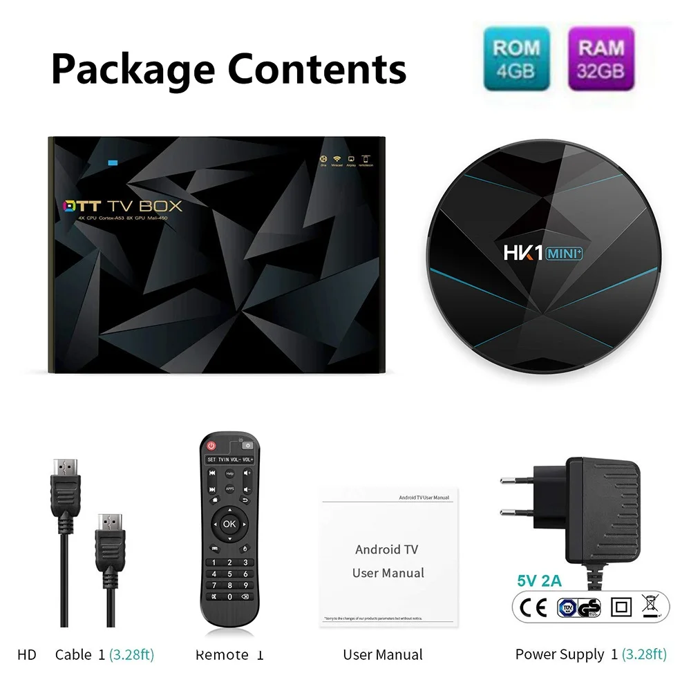 ТВ приставка HK1 MINI Plus RK3318 Android 9 0 4 + 64 ГБ 1080p 4K 60 к/с USB3.0 Google Play 5 шт.|ТВ-приставки и