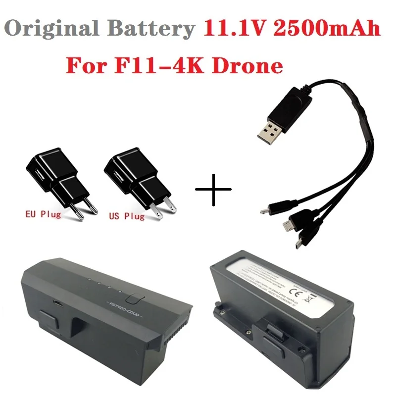 

Для F11-4K Дрон с перезаряжаемым аккумулятором Li-Po Батарея 11,1 V 2500 мА/ч +, USB Зарядное устройство 5G Wi-Fi GPS с видом от первого лица Квадрокоптер запа...