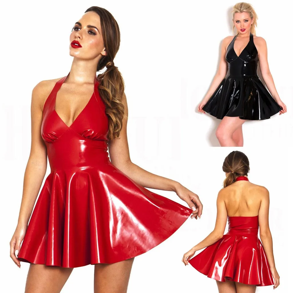 

Women Summer Dress Sexy Backless Sleeveless Halter Party Dress Ladies Solid Empire A Line Mini Club Dresses Plus size Vestidos