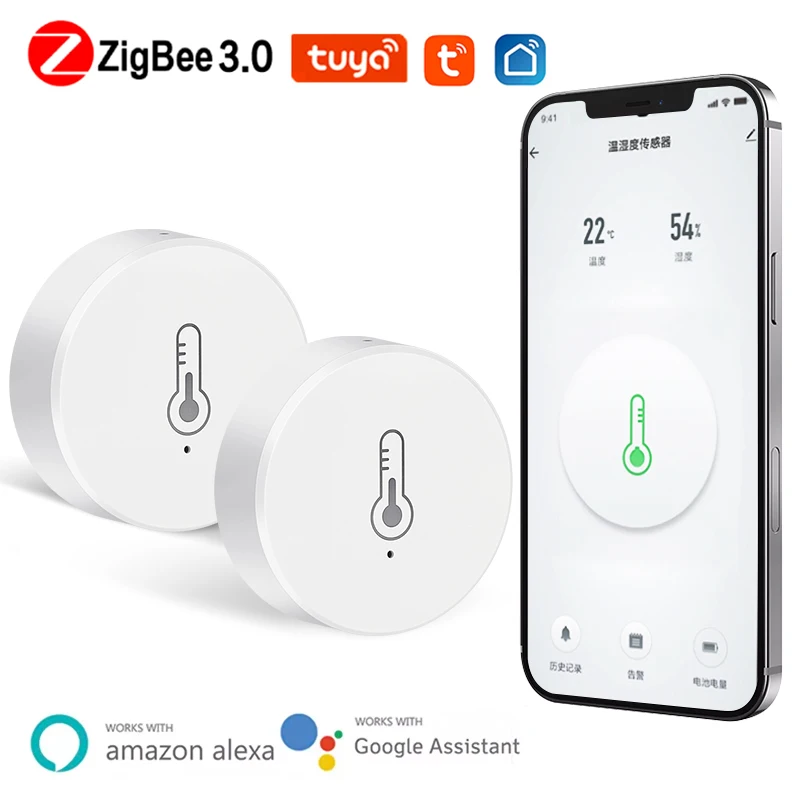 Tuya ZigBee3.0 Temperature And Humidity Sensor Smart Life APP Real-Time Remote Monitoring Indoor Temp. Support Alexa Google Home
