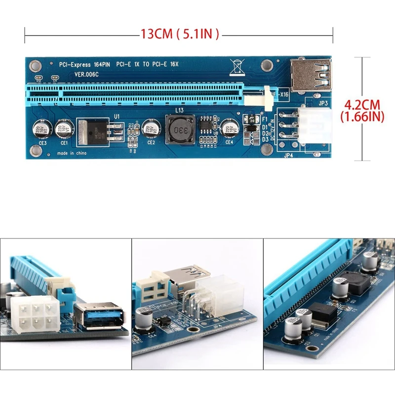 

the 6 Pack PCI-E Riser for Bitcoin ETH Coin Ubit Mining Dedicated Graphics Card 1X to 16X 60cm USB 3.0 Extension Cable