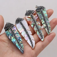 fashion feather shape shell pendants reiki heal dyed shell for jewelry making diy tribal pendant necklace crafts