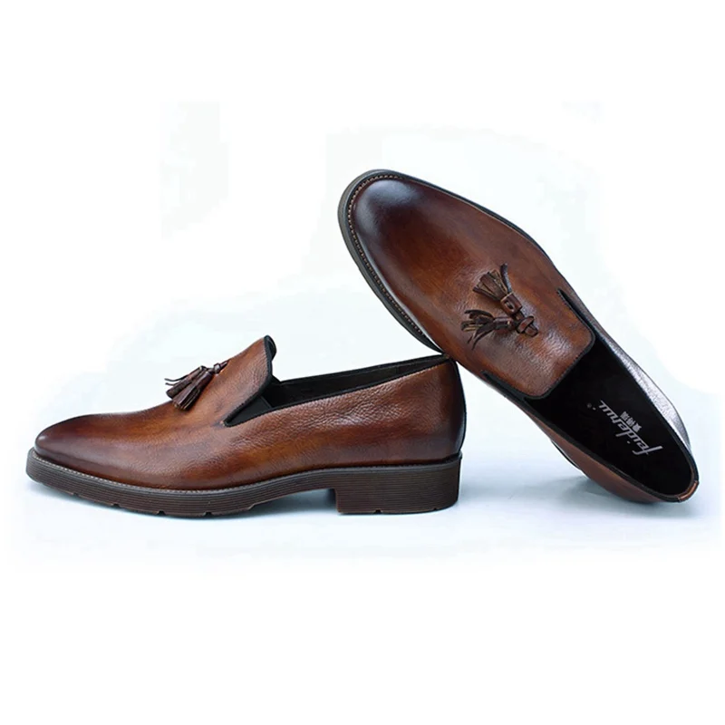 Классические дизайнерские мужские удобные лоферы из натуральной кожи с