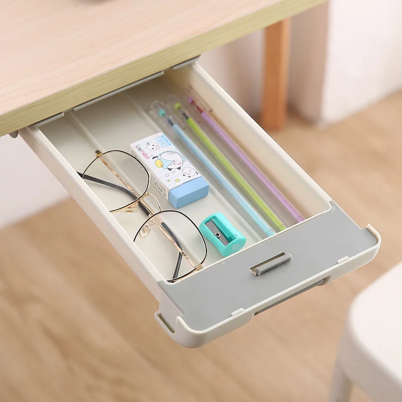 

Drawer Pencil Tray Self-adhesive Hidden Organizer Pen Box Barrel Sundries Storage Box Storage Drawers Office Drawer Organizer