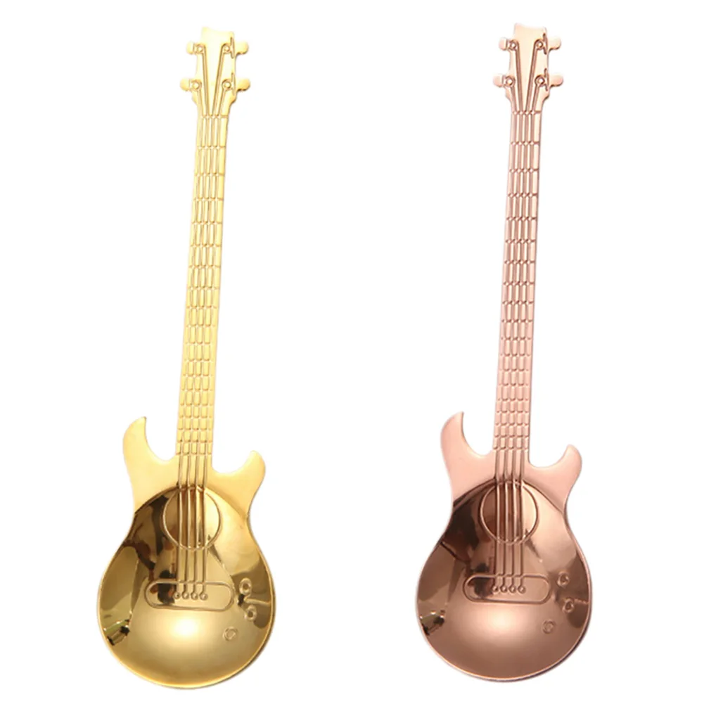 1 шт. из нержавеющей стали мультяшная гитара ложка креативная молочная кофейная