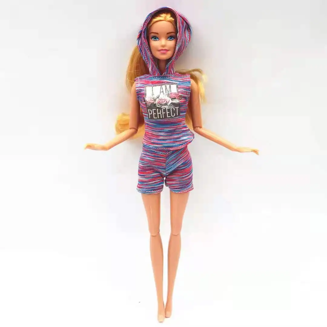 

1/6 BJD Clothes For Barbie Doll Outfits Fashion Purple Hoodie Shirt Top Cropped Shorts 11.5" Dollhouse Accessories Kids Toy Gift