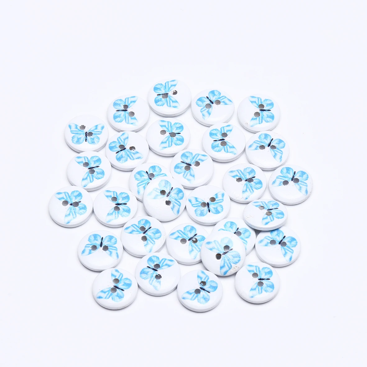 

100 шт., круглые деревянные пуговицы, 15 мм