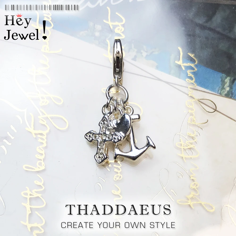 Женский браслет серебряного цвета с подвеской в виде сердца|Ювелирные шармы| |