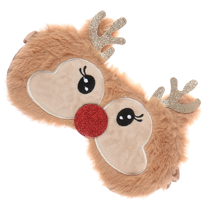 

1PCS Cute Animal Christmas Deer Eye Cover Winter Cartoon Nap Eye Shade Plush Fabric Sleeping Mask Eyepatch For Christmas Gift