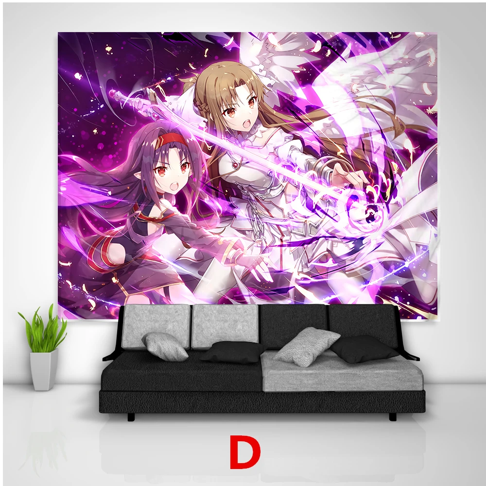 Canvas Painting Nordic Posters and Prints Wall Art for Living Kids Room Decor Sword Online Kirito Yuuki Asuna Pictures | Дом и сад