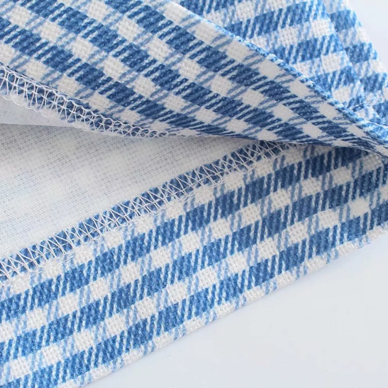 

2021 Fashion Summer New Blue Houndstooth Double Breasted Suit Shorts