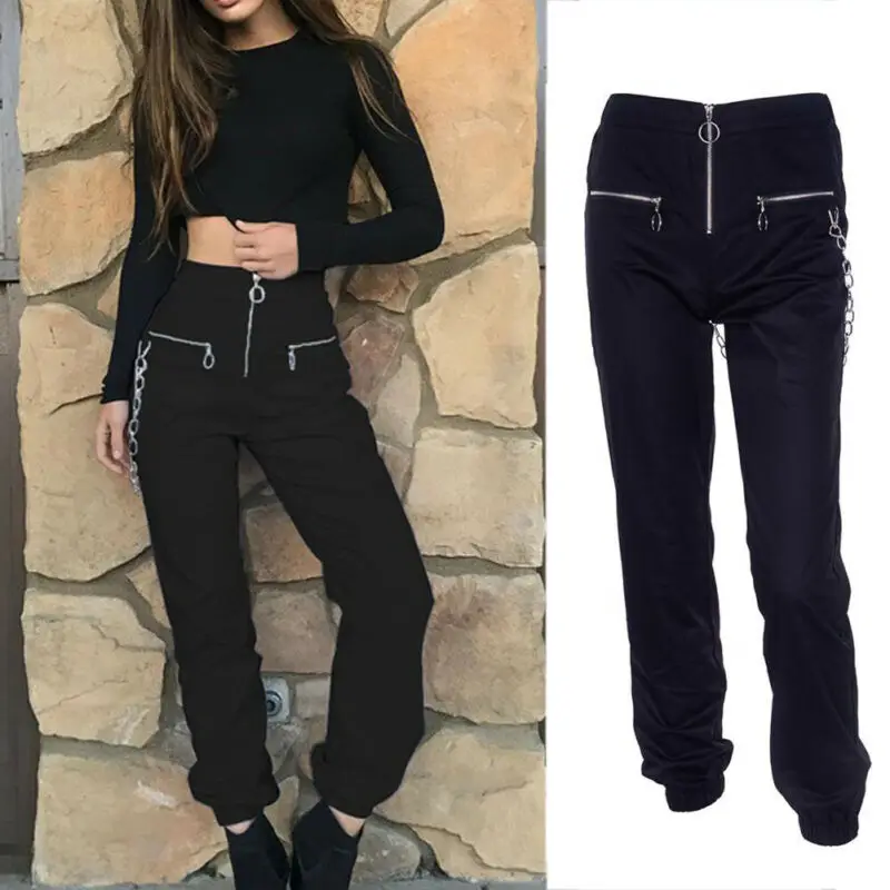 Женские длинные брюки в стиле хип-хоп уличные леггинсы для осени и зимы