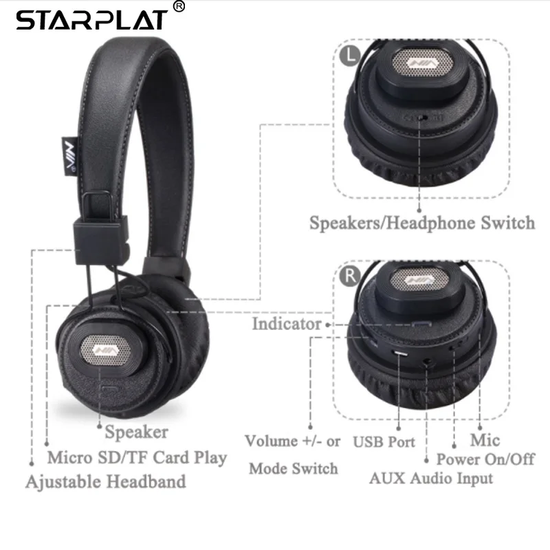 Беспроводные стереонаушники NIA X5SP Bluetooth-колонки с микрофоном | Электроника