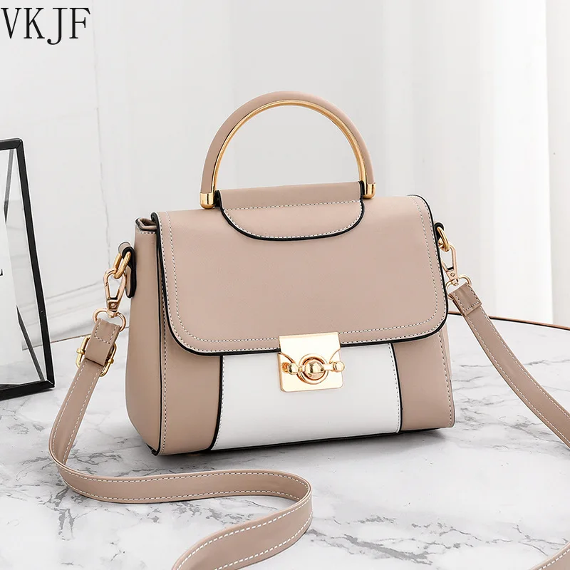 

Роскошные винтажные дамские сумочки высокого качества, новинка 2021, модные кожаные сумки через плечо контрастных цветов для женщин