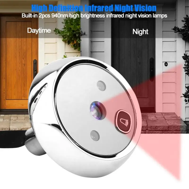 Smart HD visual doorbell for 35-110mm door pipehole video phone wide angle night vision camera infrared Motion sensor | Безопасность и