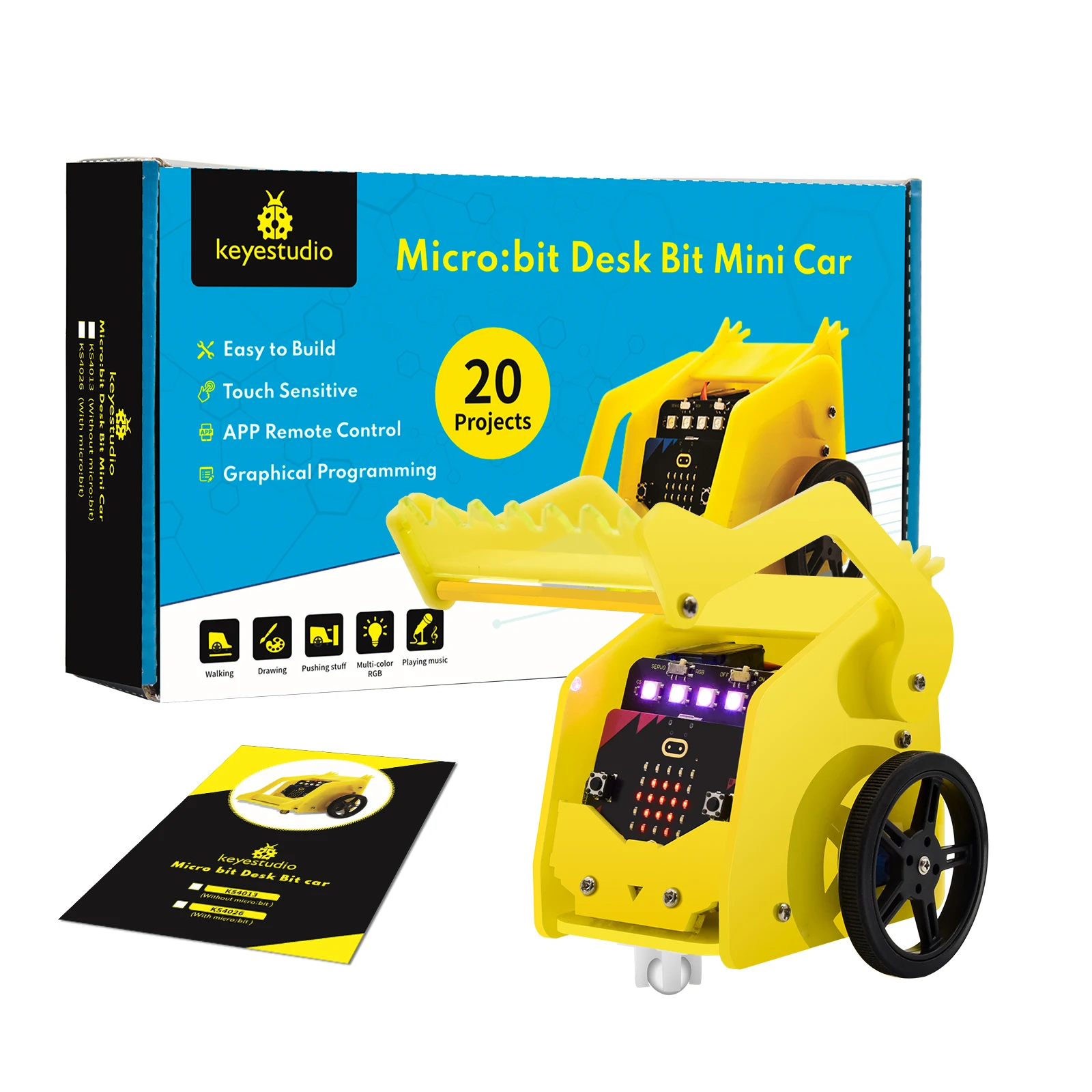 Keyestudio Micro:Bit V2 Desktop Bit маленький робот Smart Car для Microbit Robot STEM программируемый