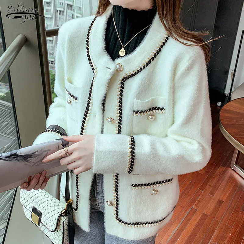 Осенне-зимний новый ретро-кашемировый свитер из норки пальто модная черная