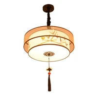 creative chinese dining room chandelier round corridor box restaurant pendant lamp new fabric light