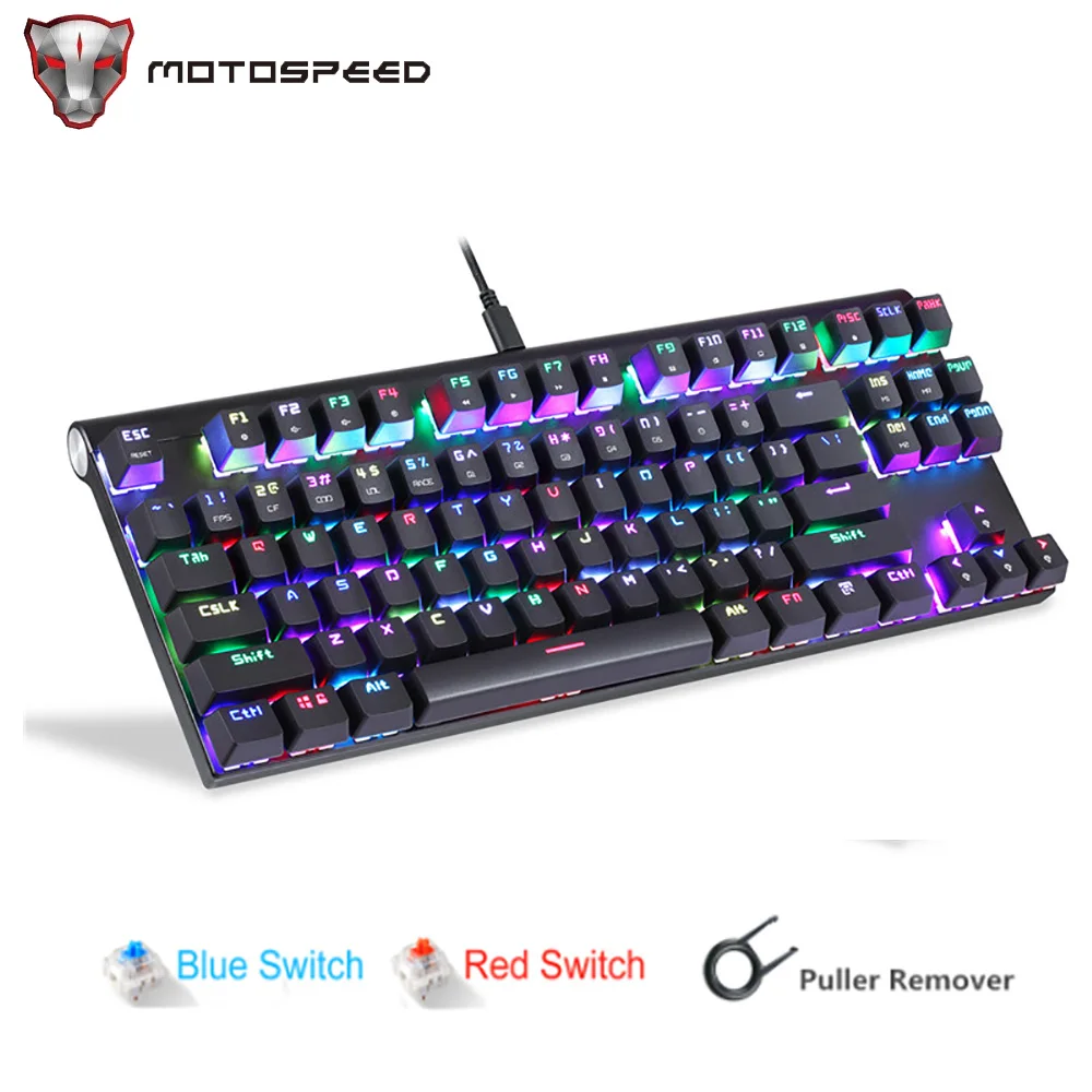 Механическая игровая клавиатура Motospeed CK101 проводная USB с 87 клавишами RGB