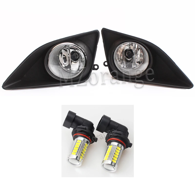 LED fog and covers Туман светильник s для Защитные чехлы для сидений, сшитые специально для Toyota Corolla Ractis Camry 2003- светодиодный Галогенные Противотуманные лампы туман светильник для Avensis Verso для Toyota Previa RAV 4 Противотуманные фары светильник s - Цвет: LED fog and covers