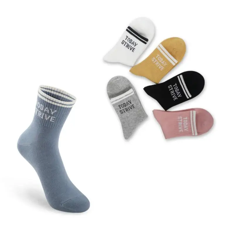 

Женские однотонные хлопковые носки до щиколотки с надписью, черные, белые, розовые, синие, горчично-серые короткие носки для девочек, зимние ...