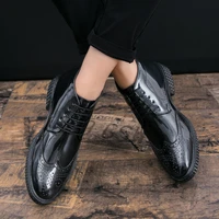 patent leather brogues platform shoes men dress boot waterproof shoes men original trend lace up ankle boots mens formal shoes