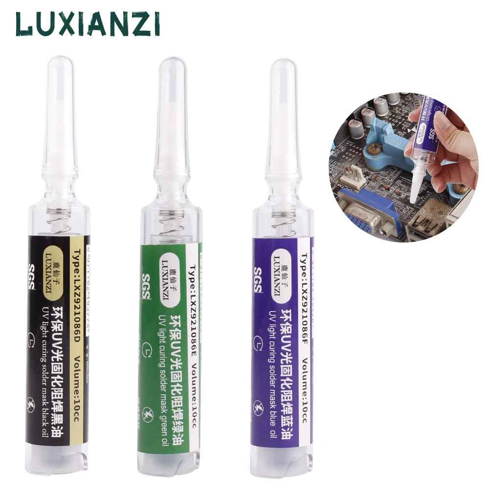 

Ультрафиолетовая паяльная маска LUXIANZI Push-type 10 мл, чернильный флюс для печатной платы BGA, изоляционная Защитная сварочная паста, Сертификация ...