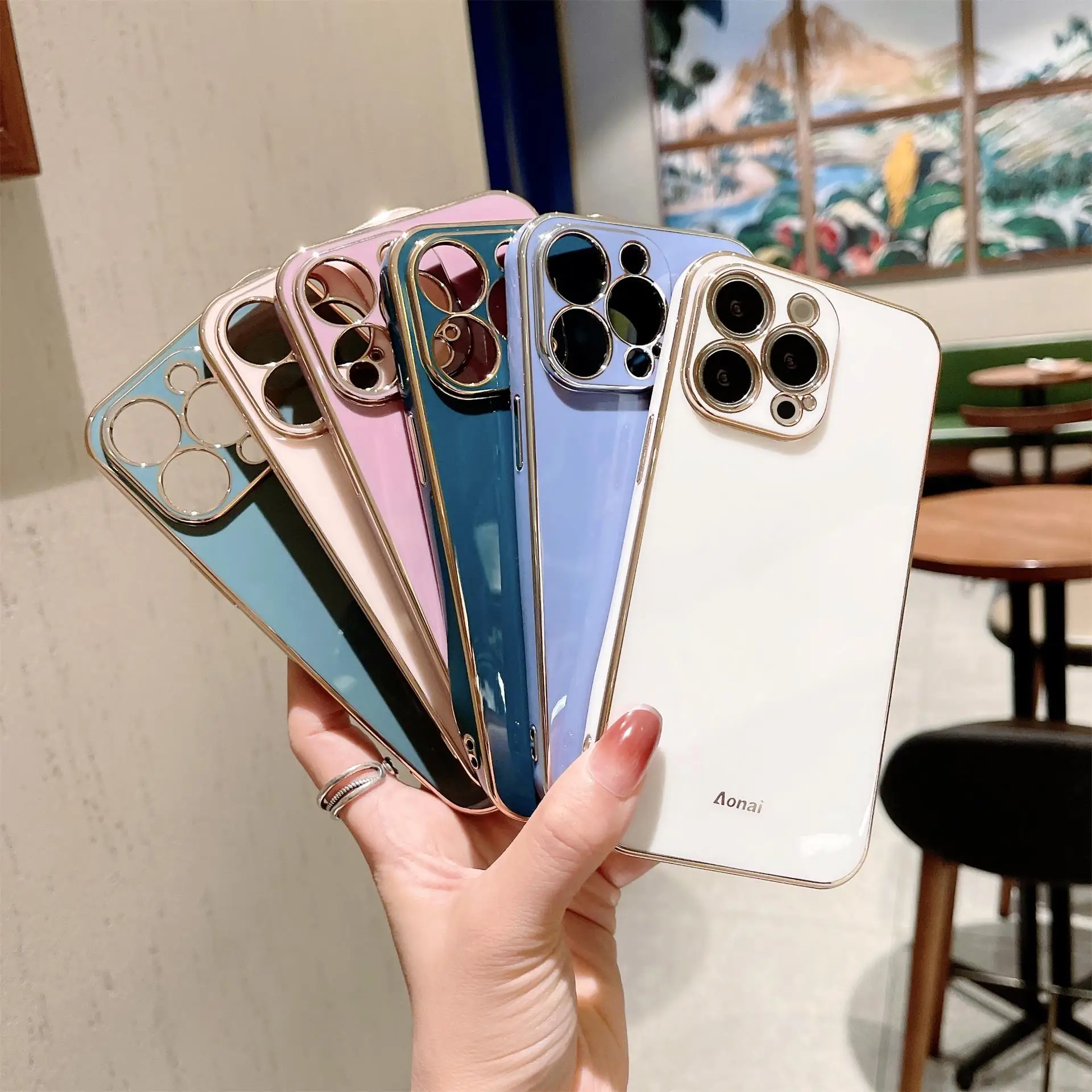 

For Iphone 13 12 11 Pro Max Mini Phone Case Electroplating TPU Soft Case X XR Xs MAX 7 8 Plus All-inclusive Anti-fall Protective
