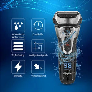 Электробритва моющаяся с функциями бритье лица, бритье всего тела, бритье бакенбардов, тройное лезвие, LED дисплей