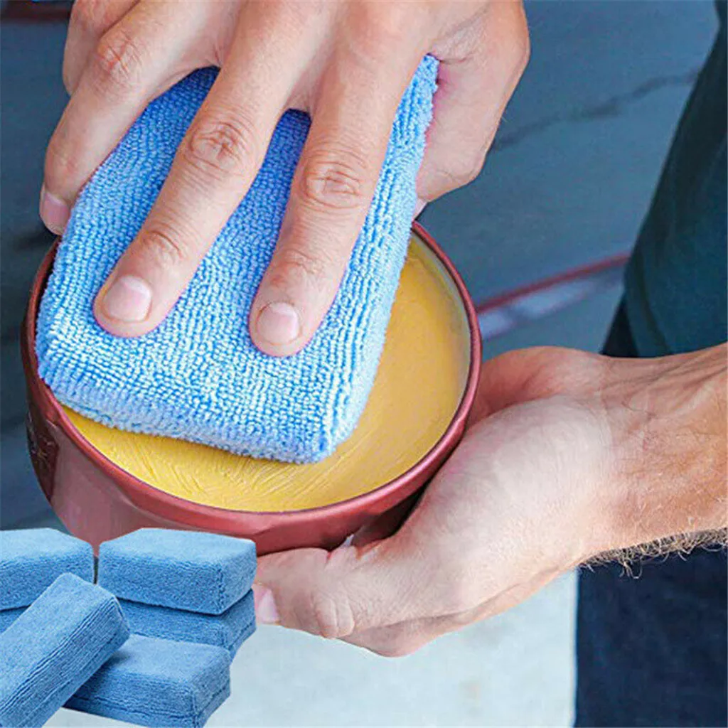 Губка из микрофибры для мытья автомобиля восковой полировки голубая губка
